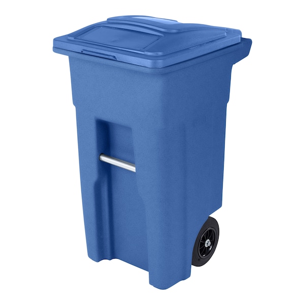 Toter 32 Gal. Blue Trash Can with Quiet Wheels and Attached Blue Lid ANA32 - main